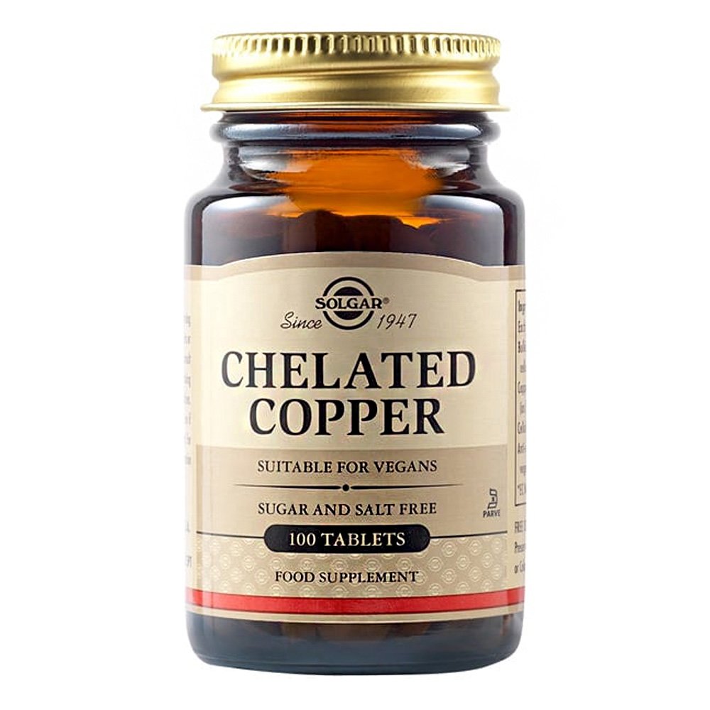 Solgar Chelated Copper Συμπλήρωμα Διατροφής Χαλκού για την Καλή Υγεία Οστών, Δέρματος & Μαλλιών, 100 tabs