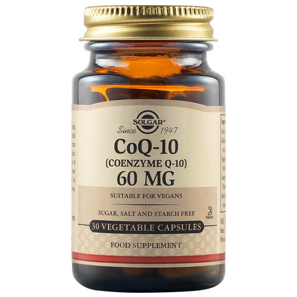Solgar Coenzyme Q10 60mg Συμπλήρωμα Διατροφής για Ενίσχυση Ενέργειας Ενδυνάμωση Καρδιαγγειακού & Ανοσοποιητικού Συστήματος Αντιγηραντική Δράση, 30veg.caps