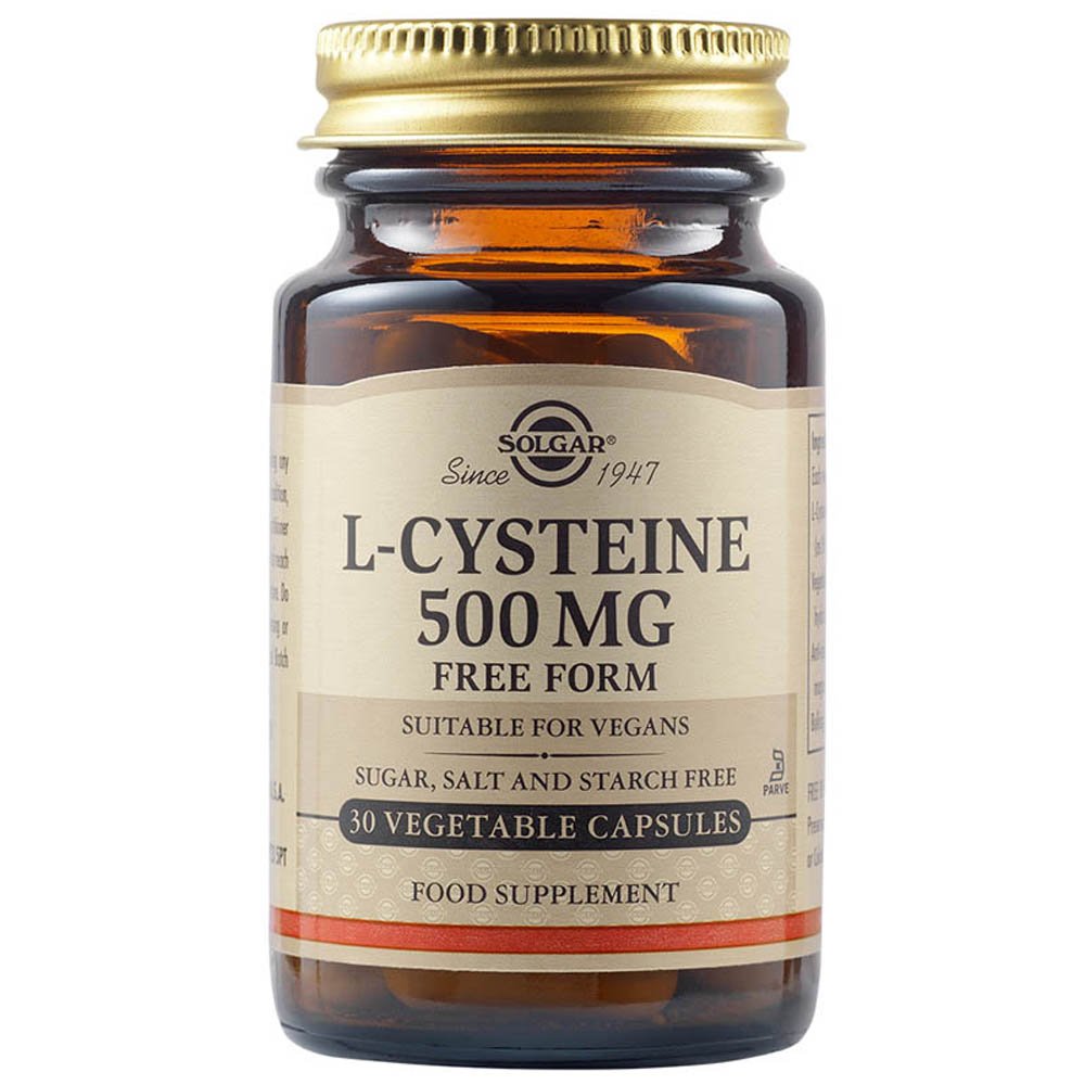 Solgar L-Cysteine 500mg Συμπλήρωμα Διατροφής με Αμινοξύ L-Κυστεϊνη για Υγιή Μαλλιά, Νύχια & Δέρμα  Συμβάλλει στην Αποτοξίνωση του Ήπατος, 30veg.caps