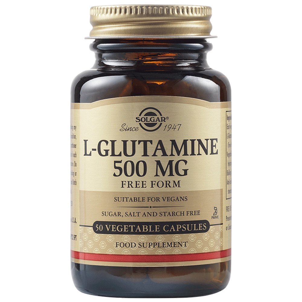 Solgar L-Glutamine 500mg για την Ομαλή Λειτουργία του Ανοσοποιητικού Συστήματος, των Εντέρων και του Εγκεφάλου, 50veg.caps	