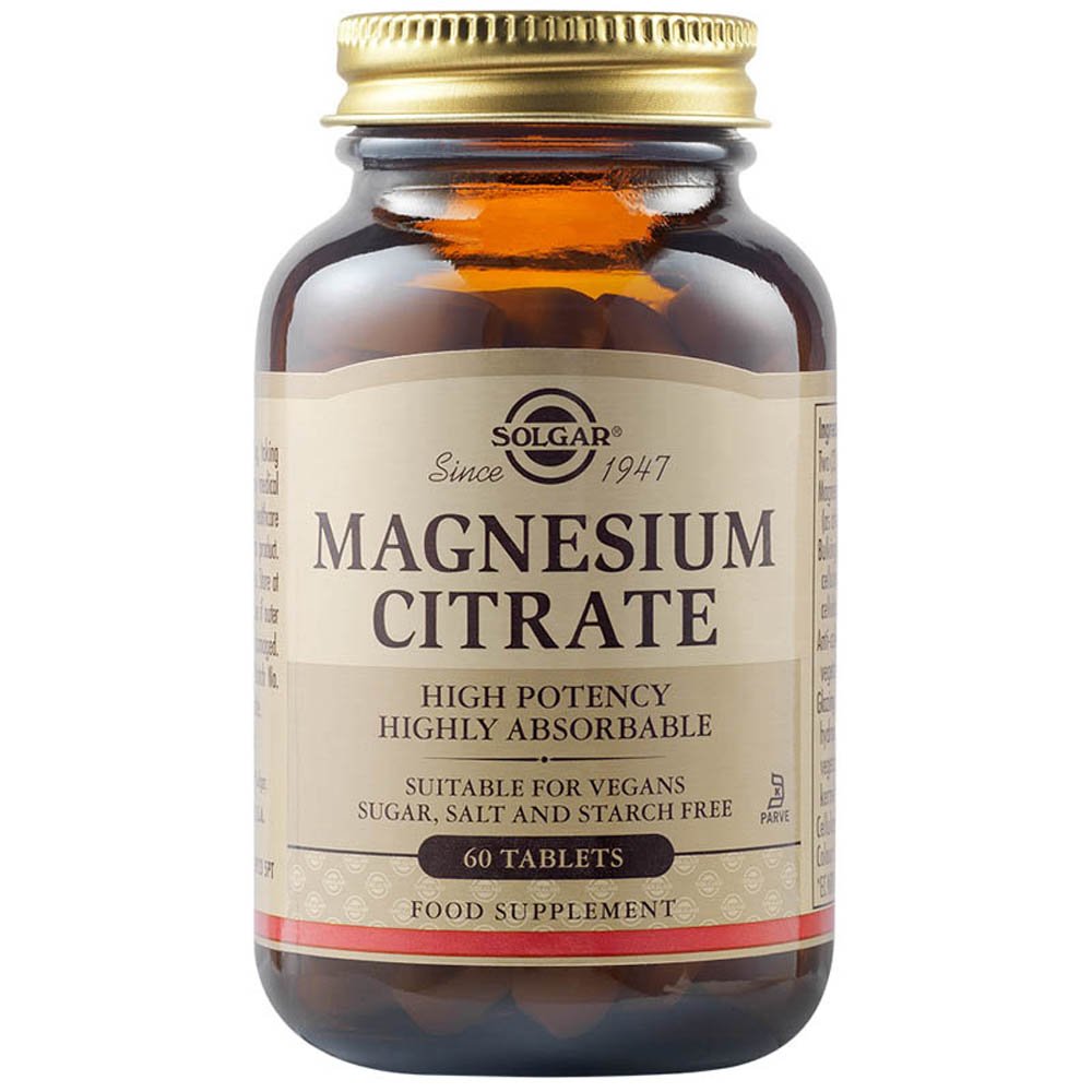 Solgar Citrate Magnesium 200mg Συμπλήρωμα Διατροφής Με Κιτρικό Μαγνήσιο Για Ενέργεια & Μείωση Του Στρες, 60 Φυτικές Κάψουλες