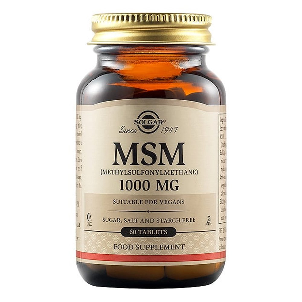 Solgar MSM 1000mg Συμπλήρωμα Διατροφής Οργανικού Θείου Ιδανικό για Περιπτώσεις Οστεοαρθρίτιδας, Ρευματοειδούς Αρθρίτιδας & Αθλητικών Τραυματισμών Ήπια Αντιφλεγμονώδη Δράση, 60tabs