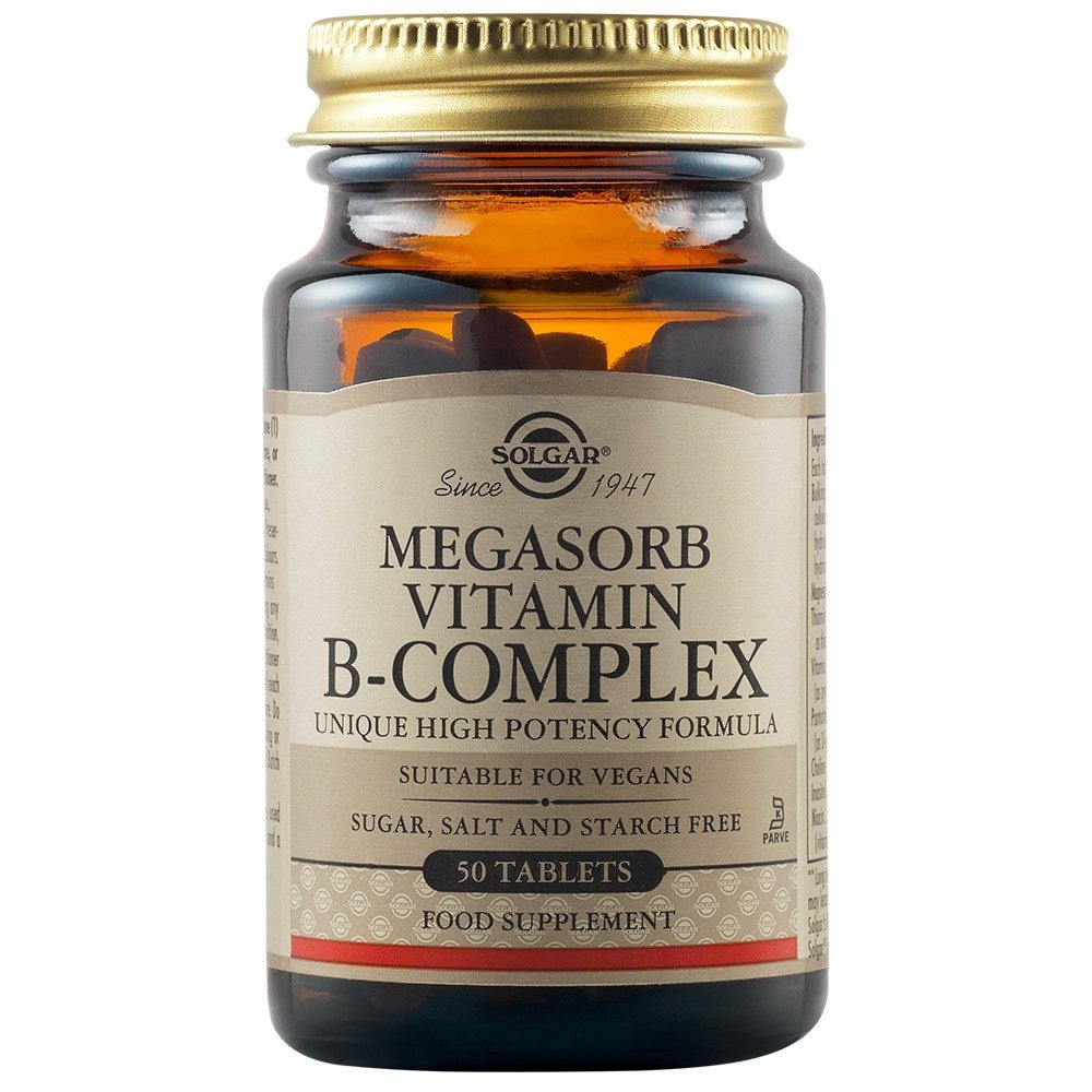 Solgar Megasorb Vitamin B-Complex για Τόνωση του Ανοσοποιητικού και του Νευρικού συστήματος, 50 tabs