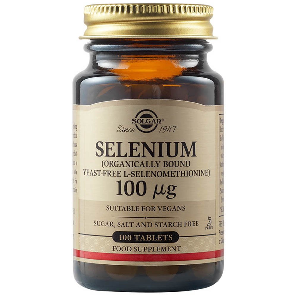 Solgar Selenium 100μg Συμπλήρωμα Διατροφής Σελήνιο Ιδανικό για Τόνωση Ανοσοποιητικού & Υπολειτουργία Θυροειδούς - Υγεία Μαλλιών & Νυχιών, 100tabs