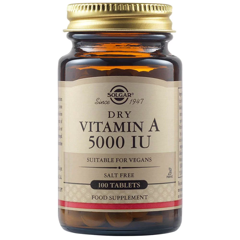 Solgar Vitamin A 5000IU Όραση, Νύχια, Μαλλιά-Αναπνευστικές Μολύνσεις, 100 Tabs