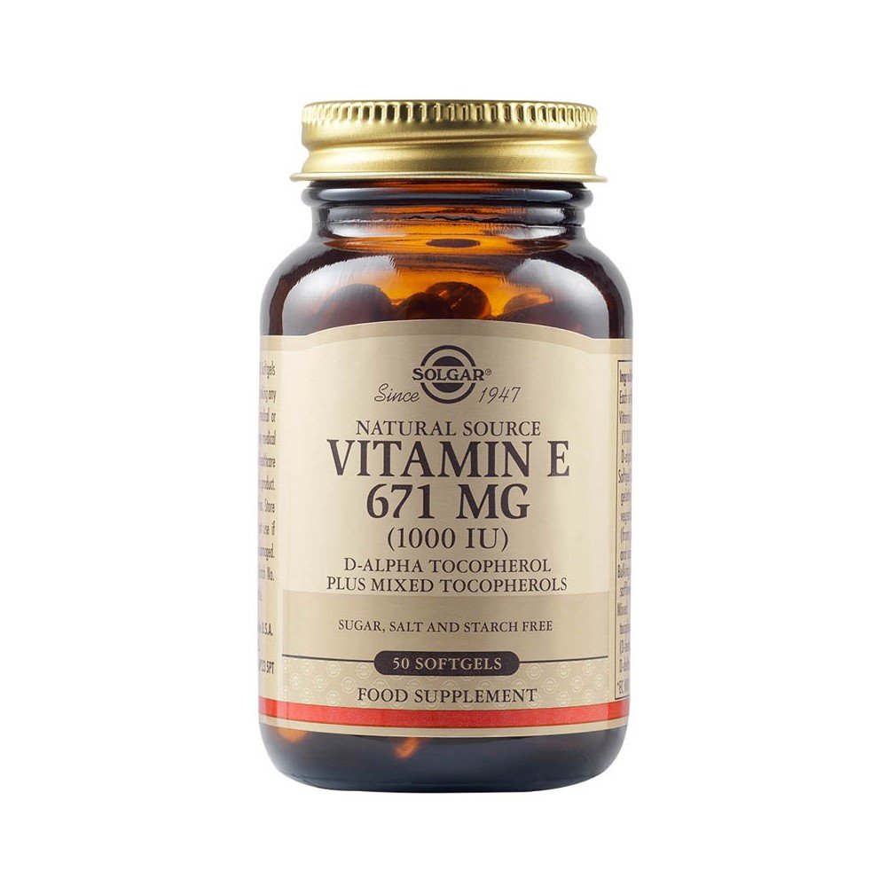 Solgar Vitamin E 1000IU Συμπλήρωμα Διατροφής Βιταμίνη Ε με Ισχυρή Αντιοξειδωτική Δράση, 50 Softgels