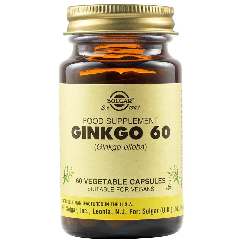 Solgar Ginkgo Biloba 60mg Συμπλήρωμα Διατροφής για Τόνωση & Ενίσχυση Μνήμης, 60caps