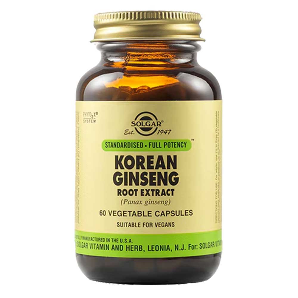 Solgar Korean Ginseng Root Extract Ενδυνάμωση του Κεντρικού Νευρικού Συστήματος, 60 Veg. Caps