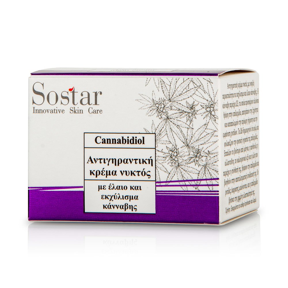 Sostar Cannabidiol Anti Ageing Night Cream 50ml-Αντιγηραντική Κρέμα Νυχτός, 50ml