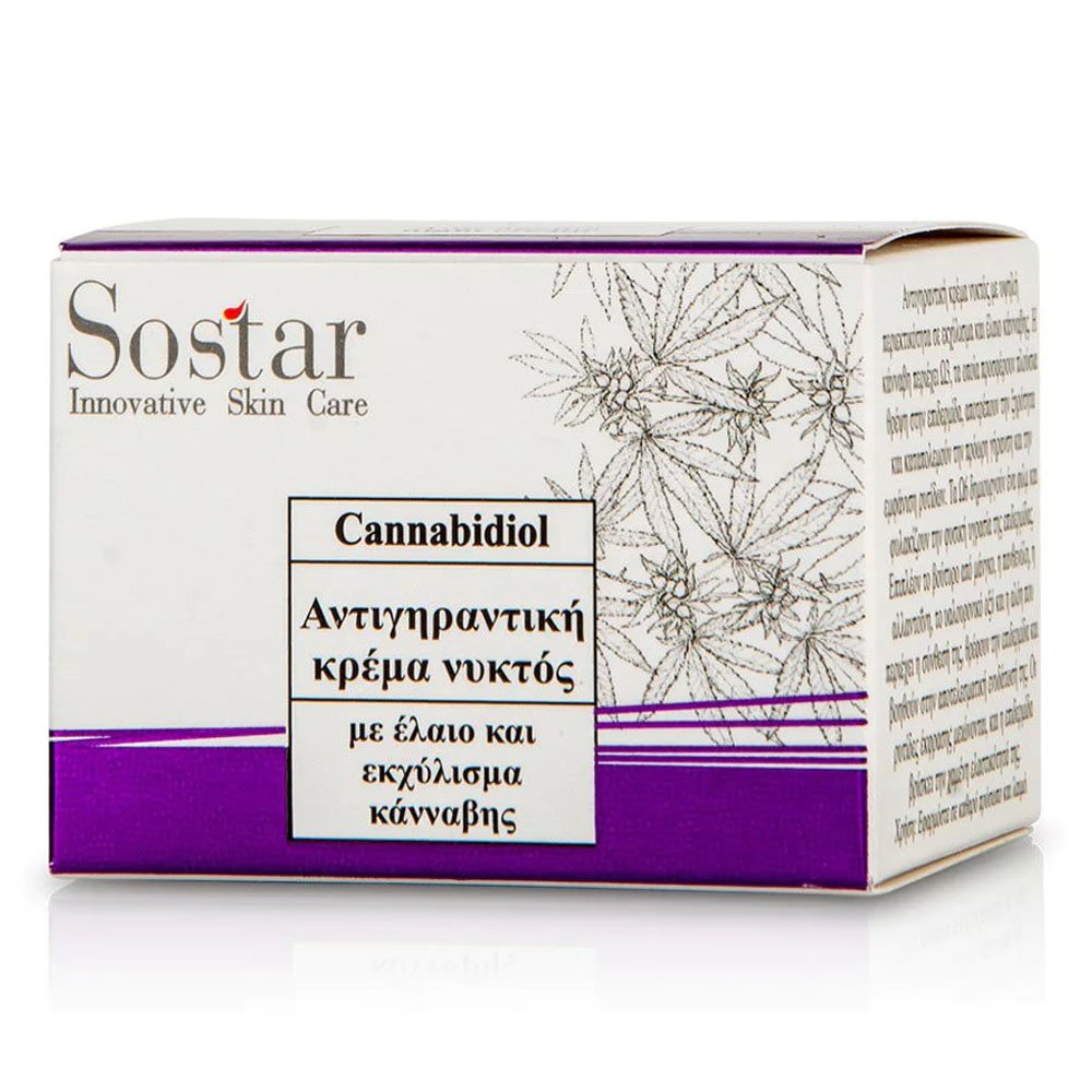 Sostar Cannabidiol Anti Ageing Night Cream 50ml-Αντιγηραντική Κρέμα Νυχτός, 50ml