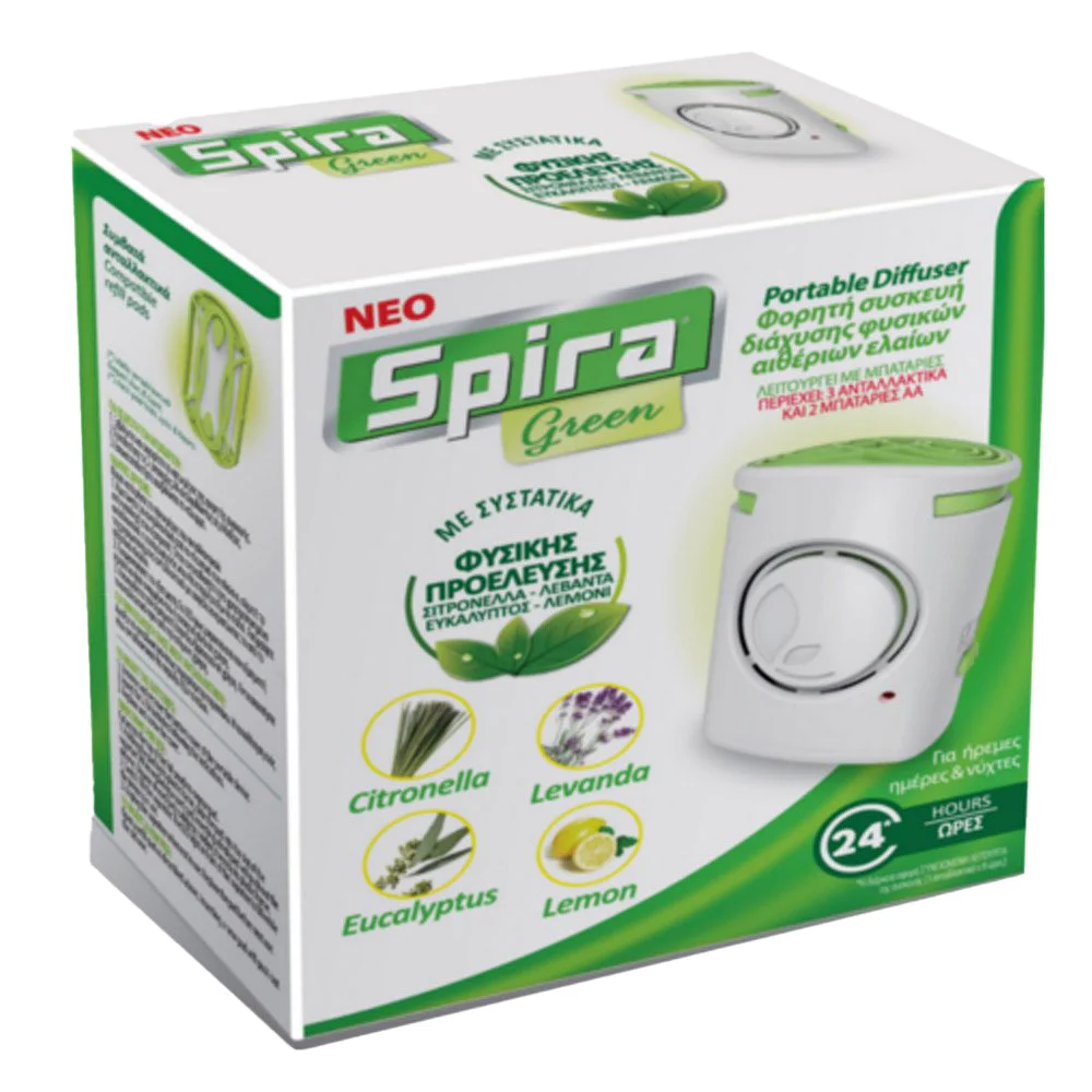 Spira Αντικουνουπικό Φορητή Συσκευή & ΔΩΡΟ 3 Ανταλλακτικά Spira Green, 1σετ Spira Αντικουνουπικό Φορητή Συσκευή & ΔΩΡΟ 3 Ανταλλακτικά Spira Green, 1σετ