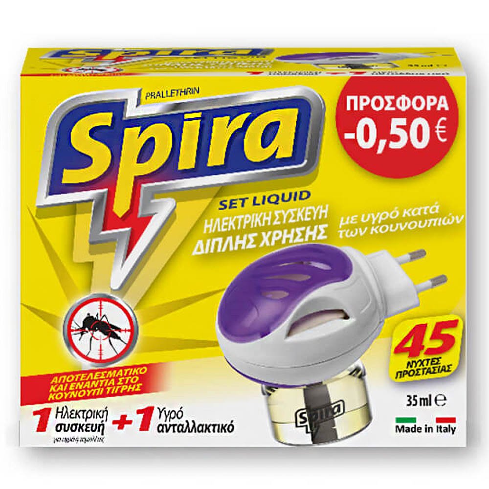 Spira Liquid Σετ Ηλεκτρική Συσκευή Διπλής Χρήσης & 1 Ανταλλακτικό Εντομοαπωθητικό Χώρου, 35ml