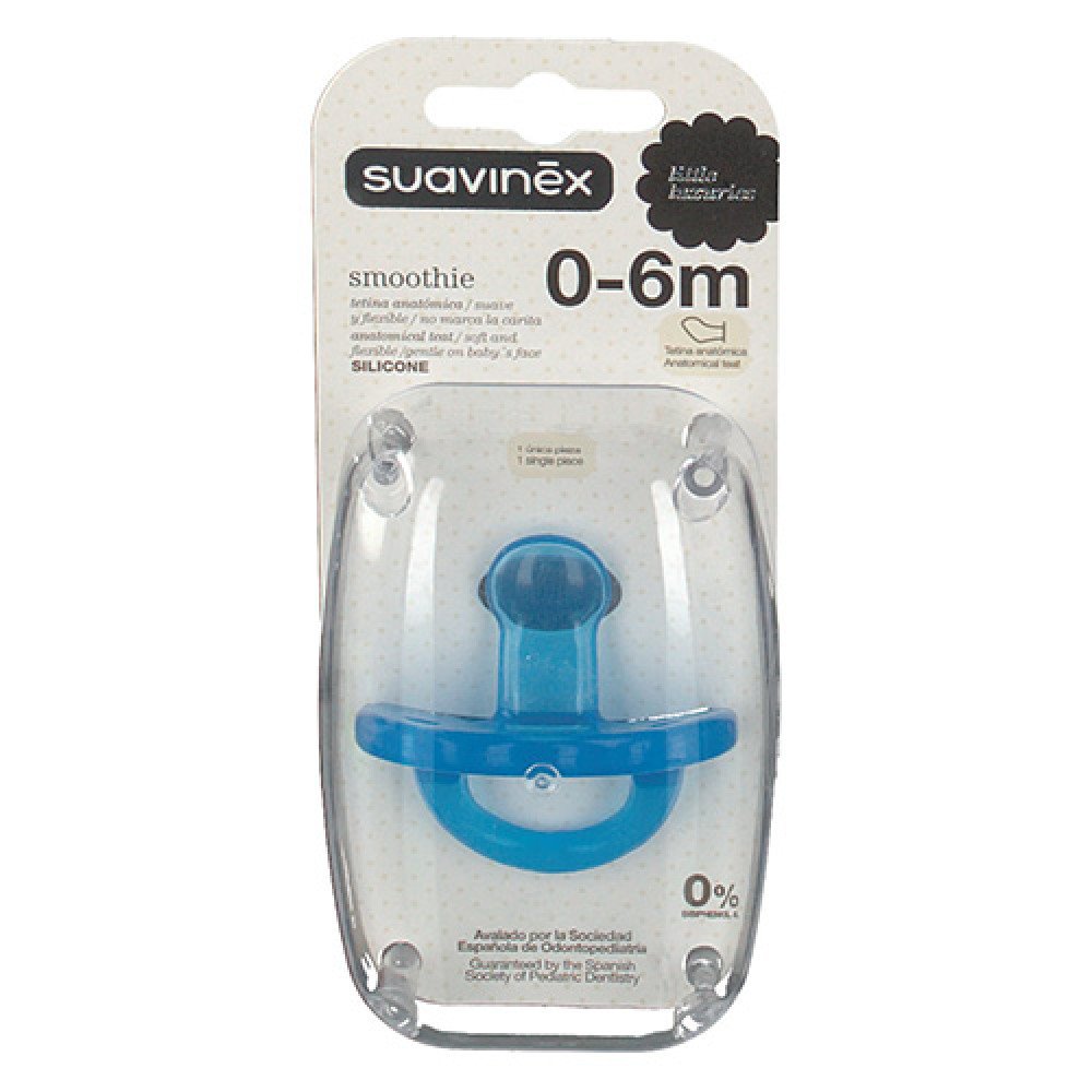 Suavinex Smoothie Silicone Πιπίλα Σιλικόνης 0-6m Μπλέ, 1τμχ