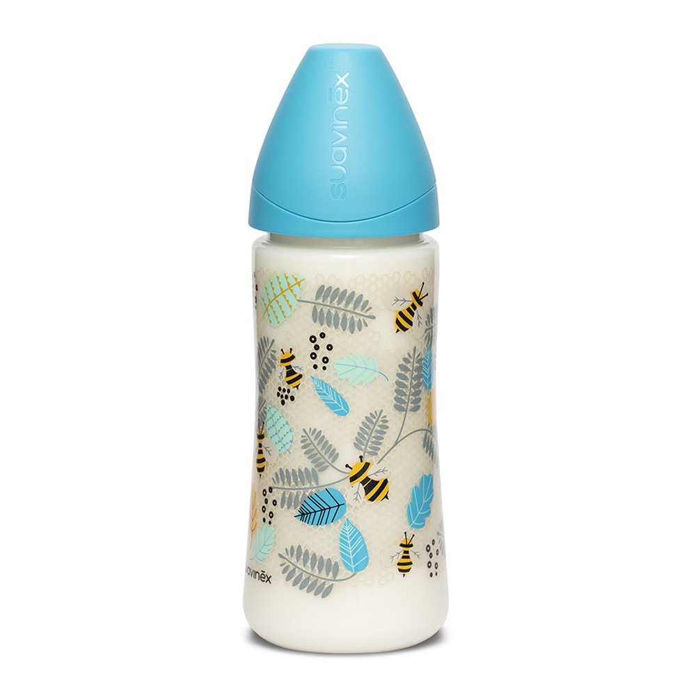 Suavinex Πλαστικό Μπιμπερό Με Θηλή Σιλικόνης 4+Μ Suavinex Bee Blue, 360ml