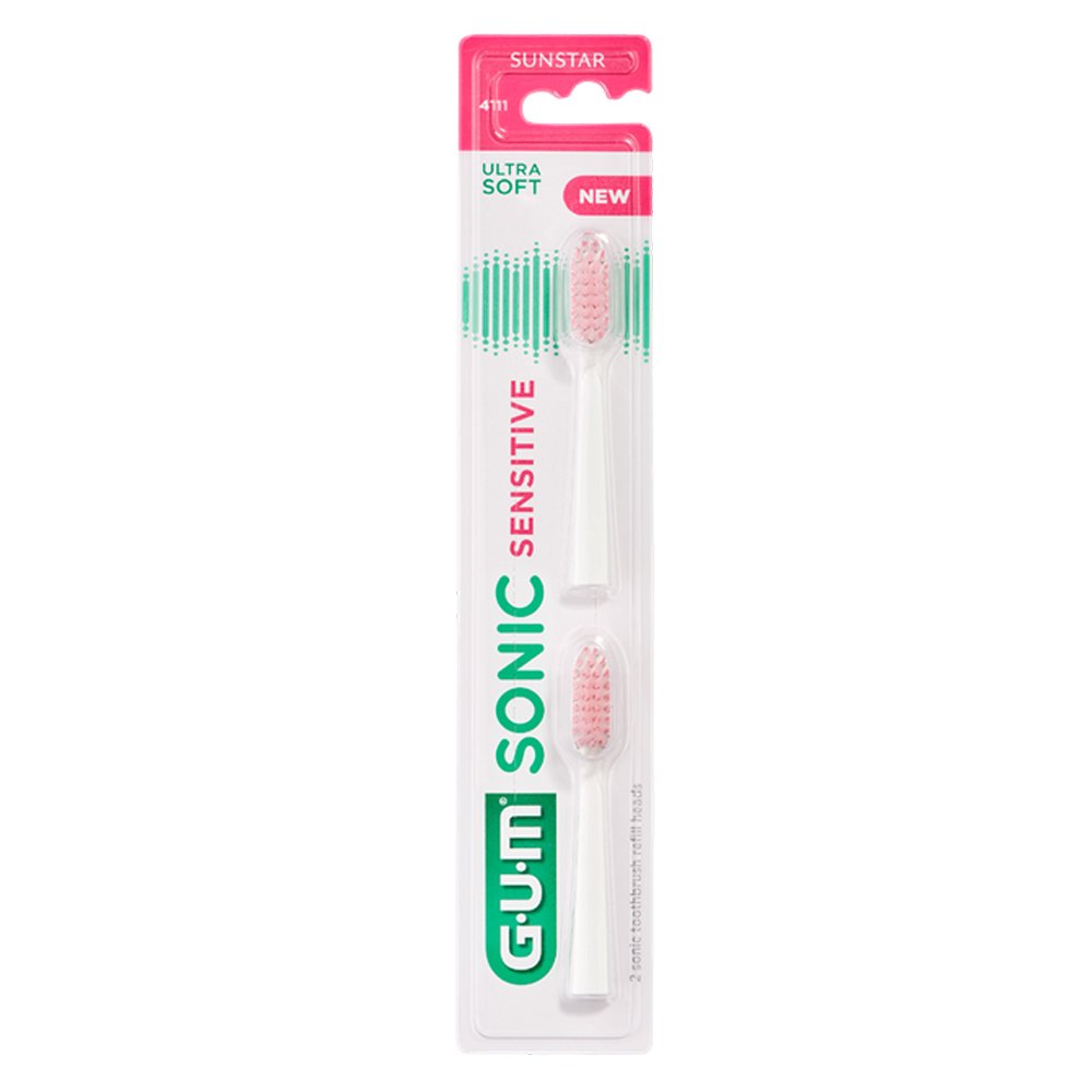Gum ActiVital Sonic Sensitive Toothbrush Heads Ultra Soft Ανταλλακτικές Κεφαλές Λευκές, 2τμχ