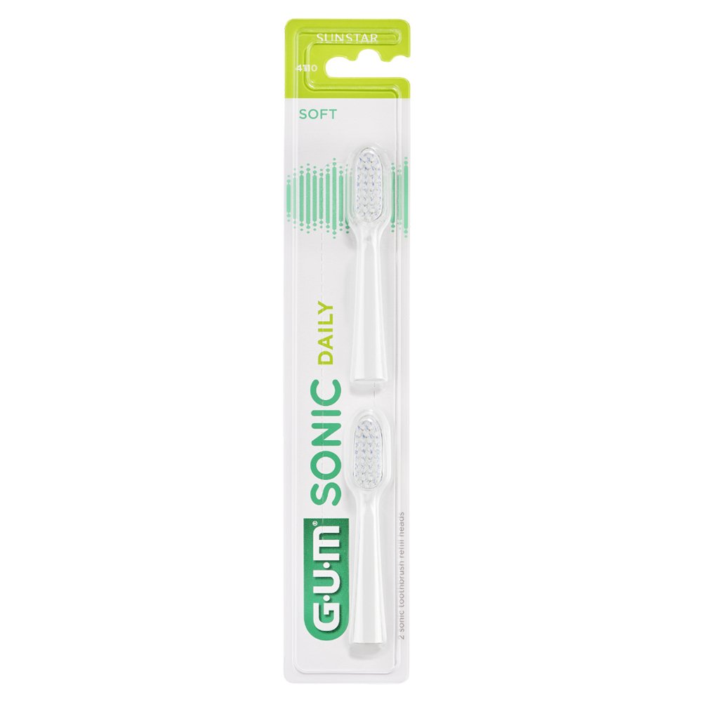 Gum Sonic Daily Soft 4110 Ανταλλακτικές Κεφαλές για Ηλεκτρική Οδοντόβουρτσα Λευκές, 2τμχ