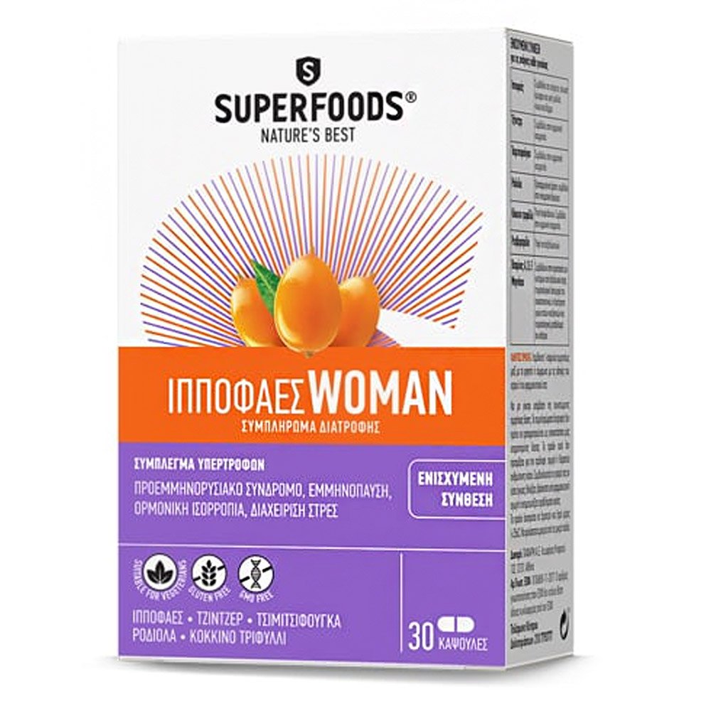 Superfoods Ιπποφαές Woman Ενισχυμένο Συμπλήρωμα Διατροφής για τις Ανάγκες των Γυναικών, 30caps