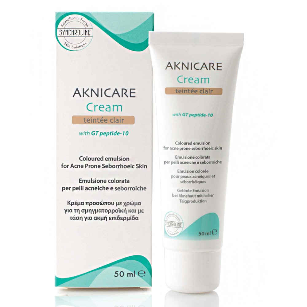 Synchroline Aknicare Cream Teintee Clair Κρέμα Προσώπου Καταπολεμά την Ακμή για Ανοιχτόχρωμες Επιδερμίδες, 50ml