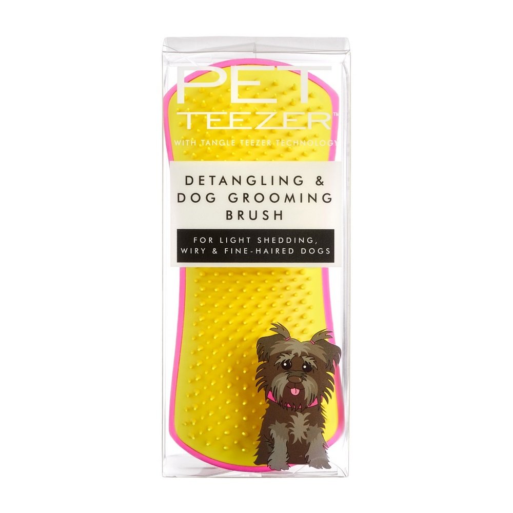 Pet Teezer Detangling & Dog Grooming Brush Βούρτσα για Σκυλιά Μεσαίου & Μεγάλου Μεγέθους Φούξια/Κίτρινο, 1τμχ