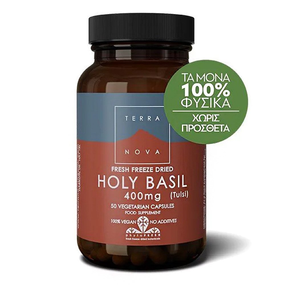 Terranova Holy Basil 400mg Συμπλήρωμα Διατροφής για το Στρες & τη Βελτίωση της Διάθεσης, 50caps