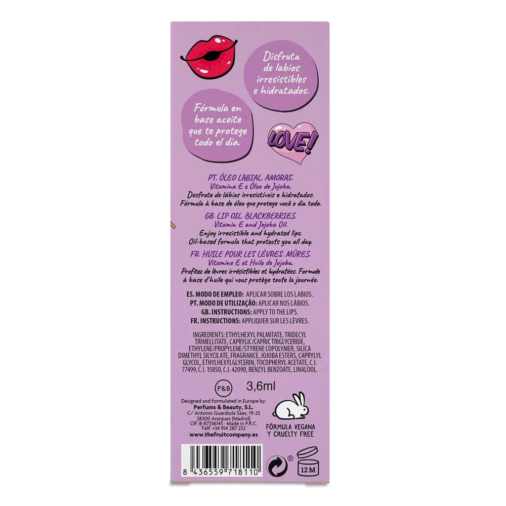 The Fruit Company Lip Oil Έλαιο Χειλιών Blackberry, 3.6ml The Fruit Company Lip Oil Έλαιο Χειλιών Blackberry, 3.6ml