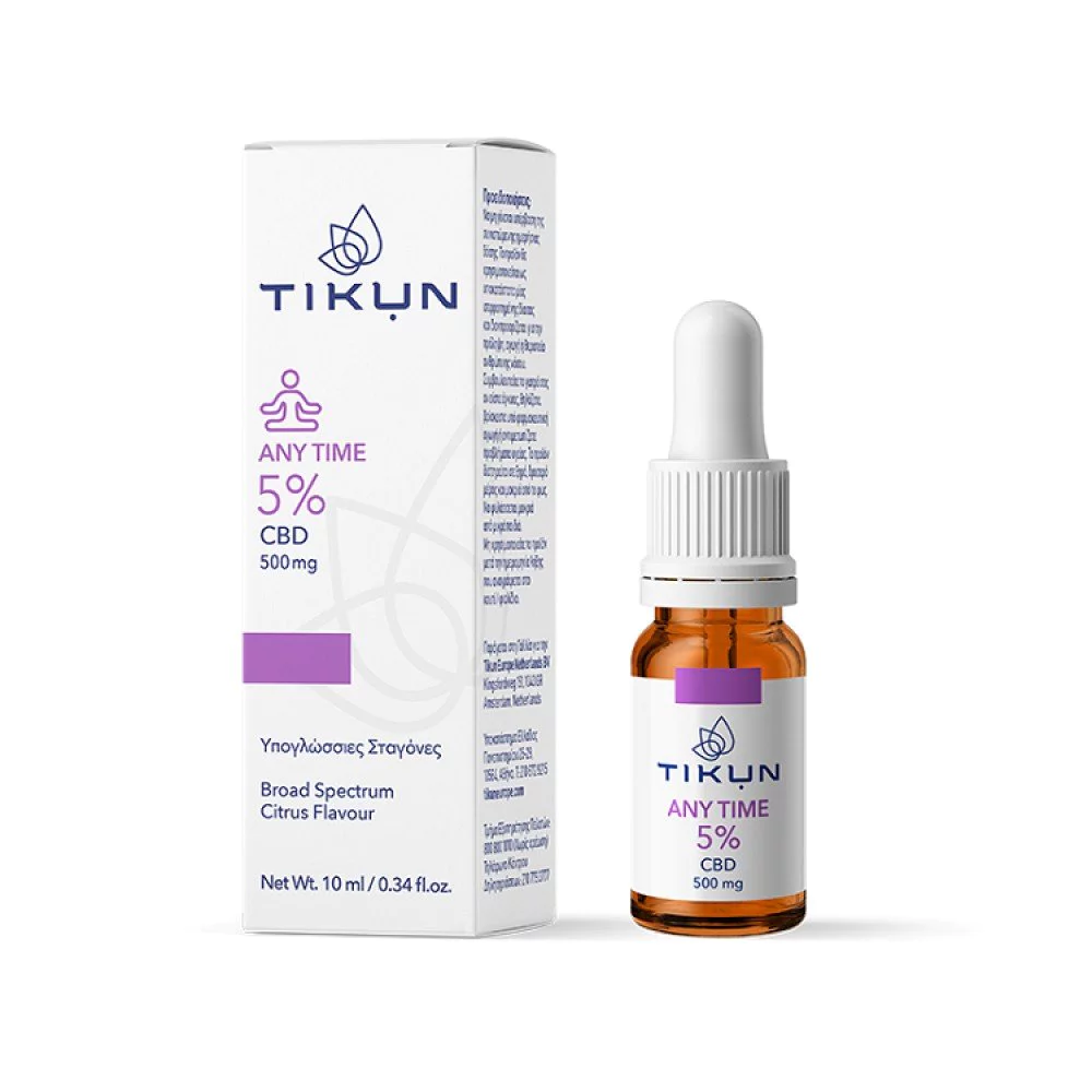 Tikun Any Time 5% CBD GLVIAL X1 Υπογλώσσιες Σταγόνες Ελαίου Κάνναβης, 10ml Tikun Any Time 5% CBD GLVIAL X1 Υπογλώσσιες Σταγόνες Ελαίου Κάνναβης, 10ml