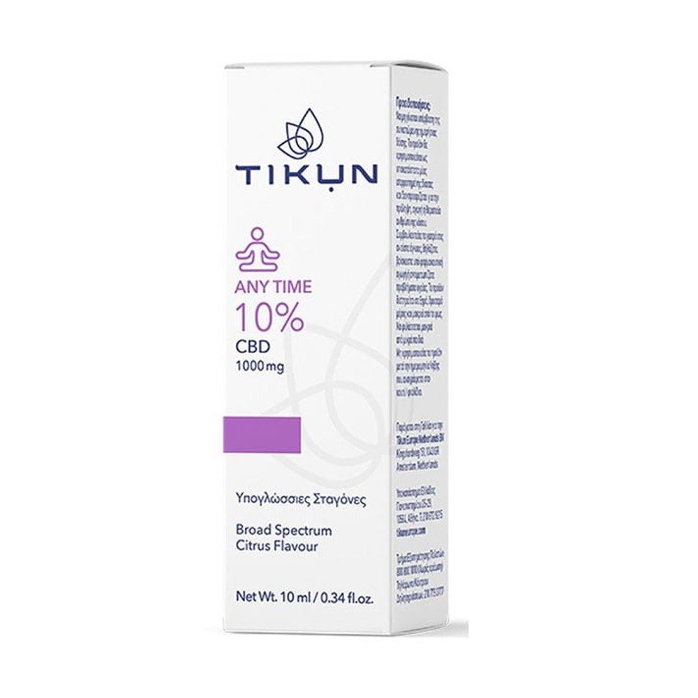 Tikun Any Time 10% CBD GLVIAL X1 Υπογλώσσιες Σταγόνες Ελαίου Κάνναβης, 10ml