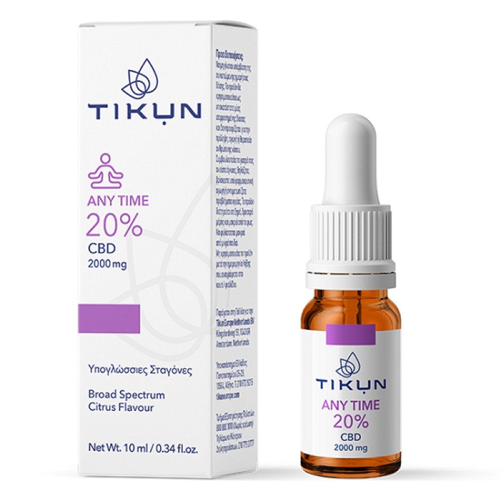 Tikun Any Time 20%CBD GLVIAL X1 Υπογλώσσιες Σταγόνες Ελαίου Κάνναβης, 10ml