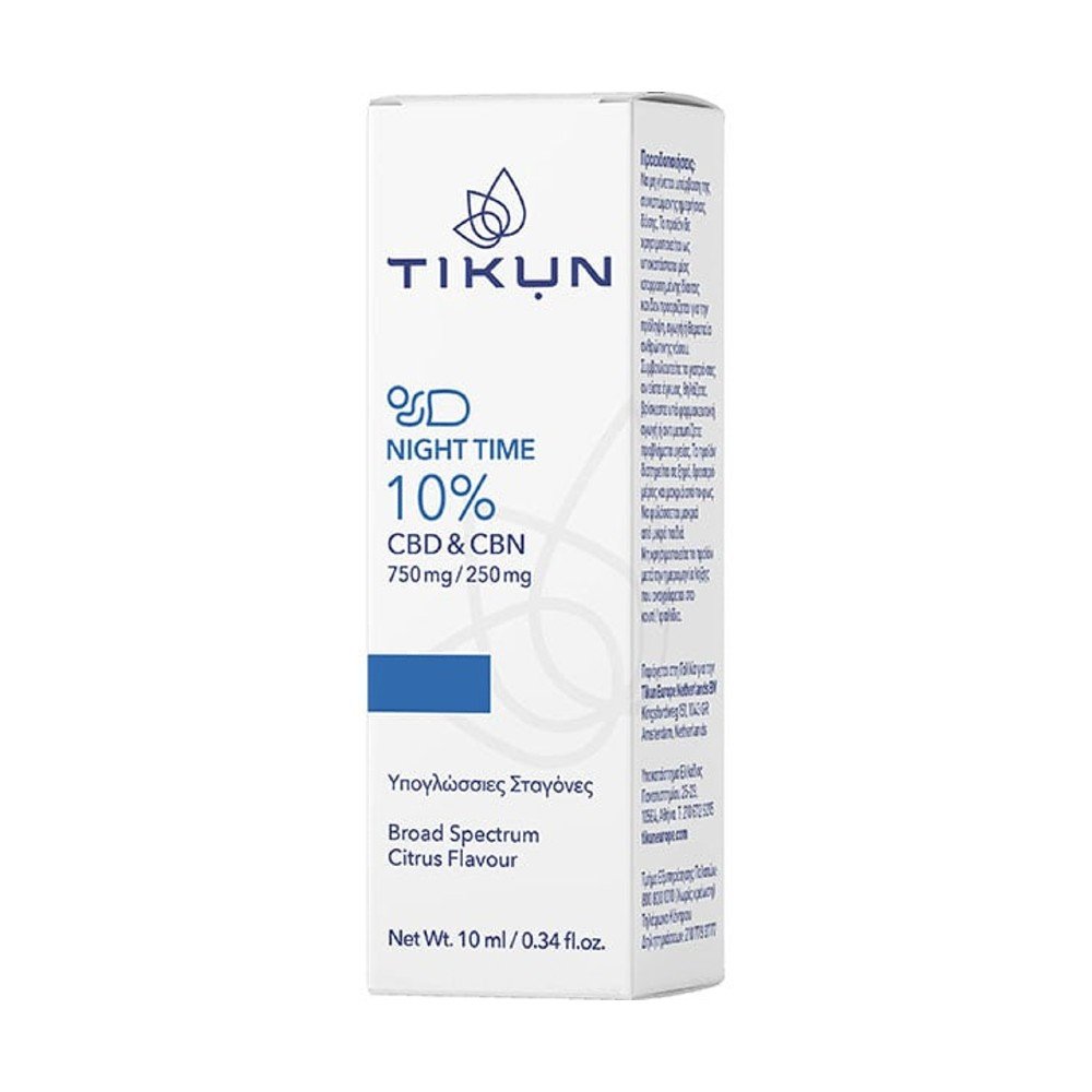 Tikun Night Time 10% CBD & CBN GLVIAL X1 Υπογλώσσιες Σταγόνες Ελαίου Κάνναβης, 10ml
