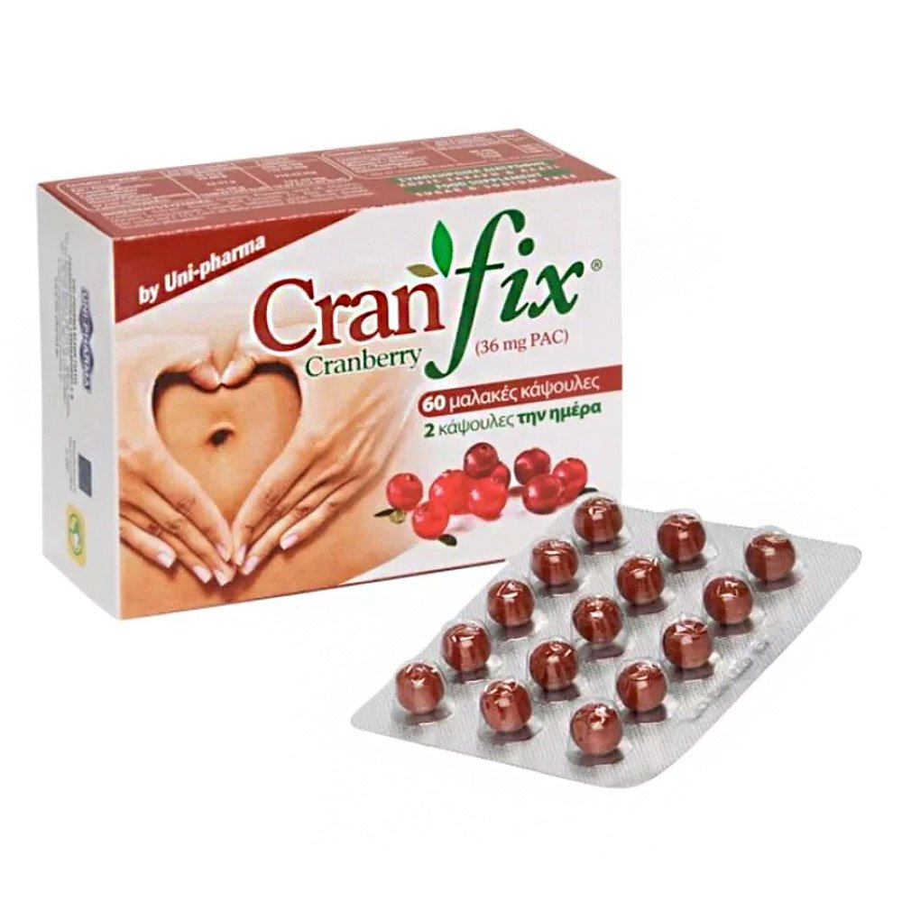 Uni-Pharma Cranfix Cranberry Συμπλήρωμα διατροφής για την Λειτουργία του Ουροποιητικού Συστήματος, 60caps