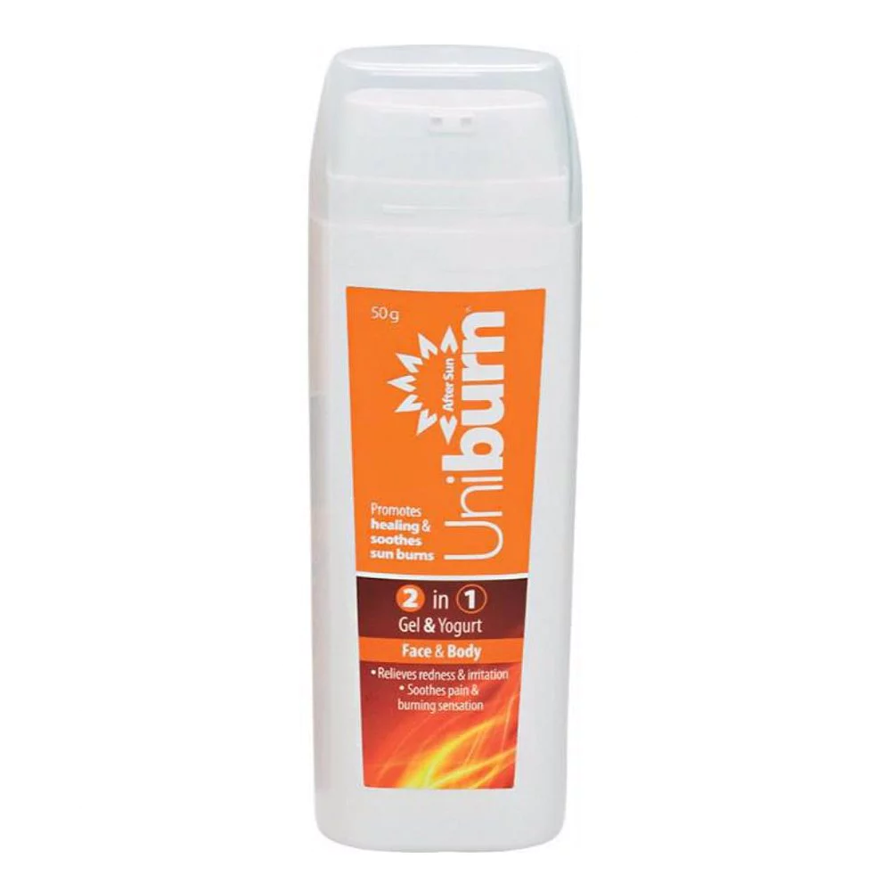 Uni-Pharma Uniburn 2 in 1 Gel & Yogurt Καταπραΰνει Ηλιακά Εγκαύματα, 50g