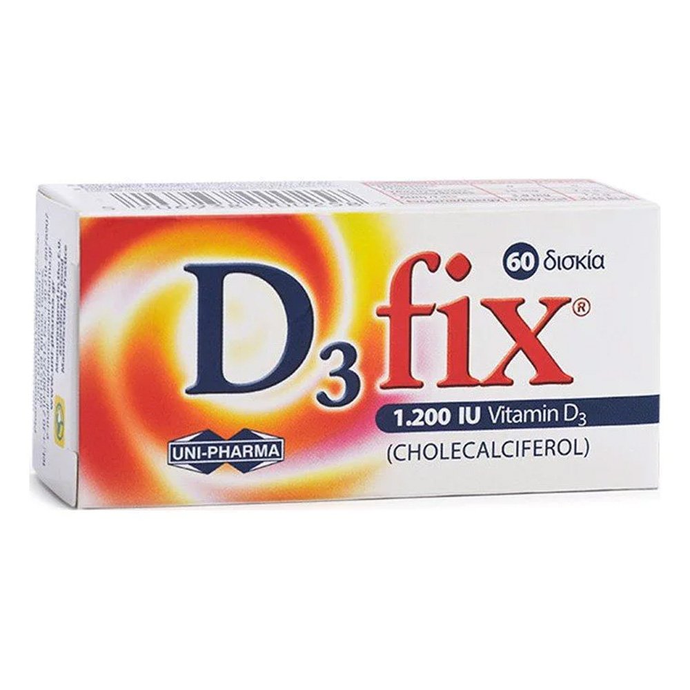 Uni-Pharma D3 Fix 1200IU Συμπλήρωμα Διατροφής Βιταμίνης D3, 60tabs