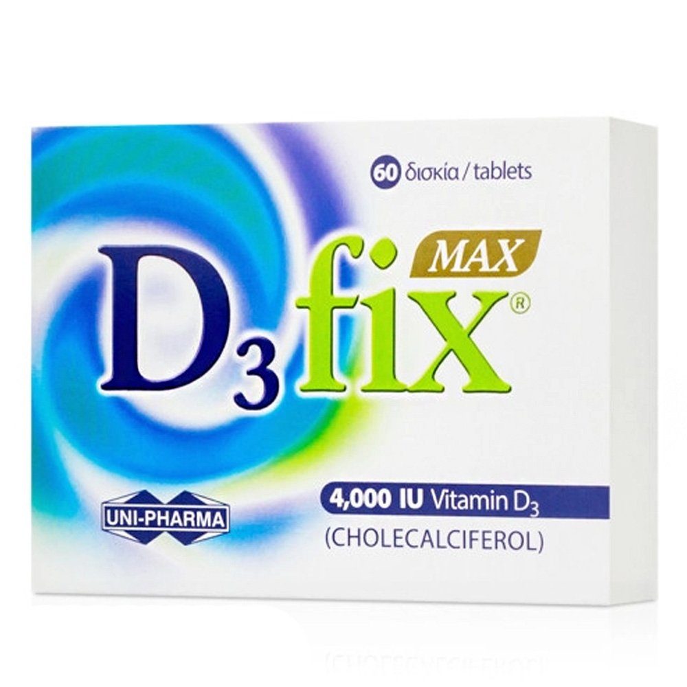 Uni-Pharma D3 Fix Max 4000 IU Συμπλήρωμα Διατροφής Βιταμίνης D3, 60tabs