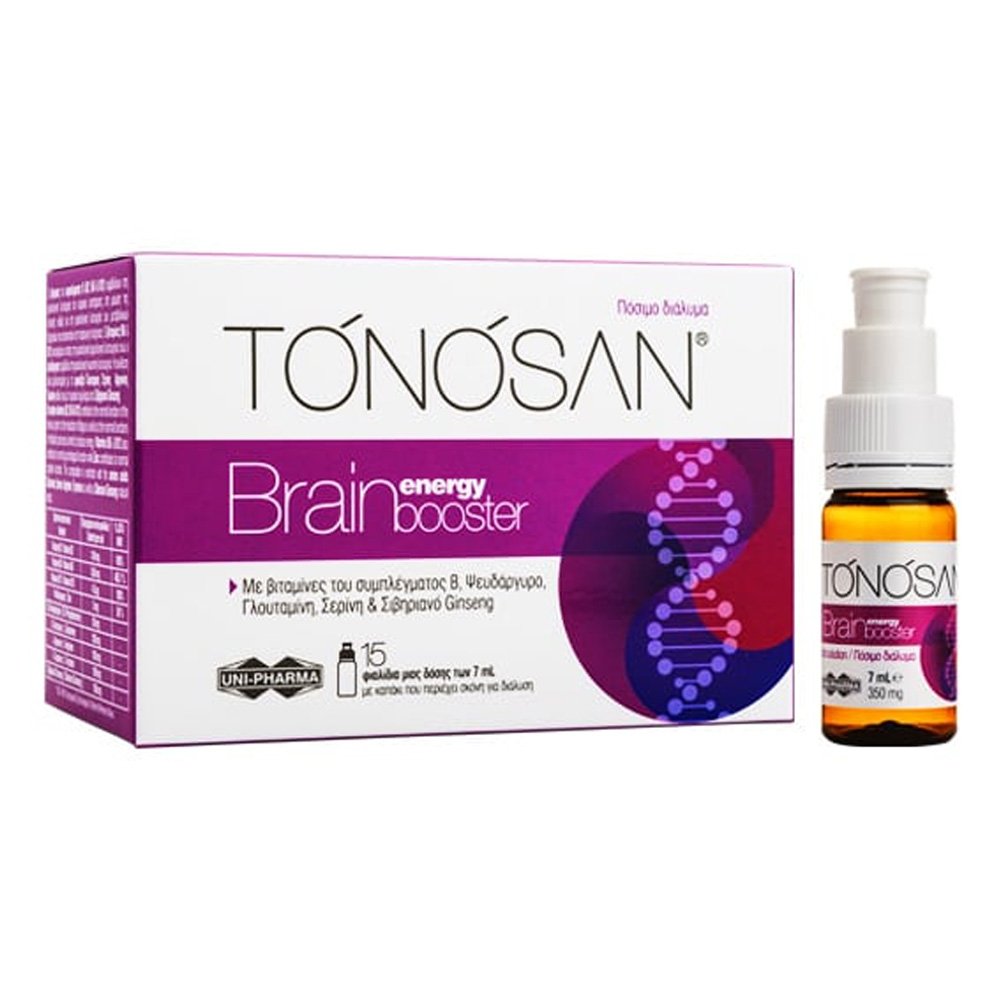 Uni-Pharma Tonosan Brain Energy Booster Ενίσχυση Μνήμης & Πνευματικής Απόδοσης, 15 Φιαλίδια