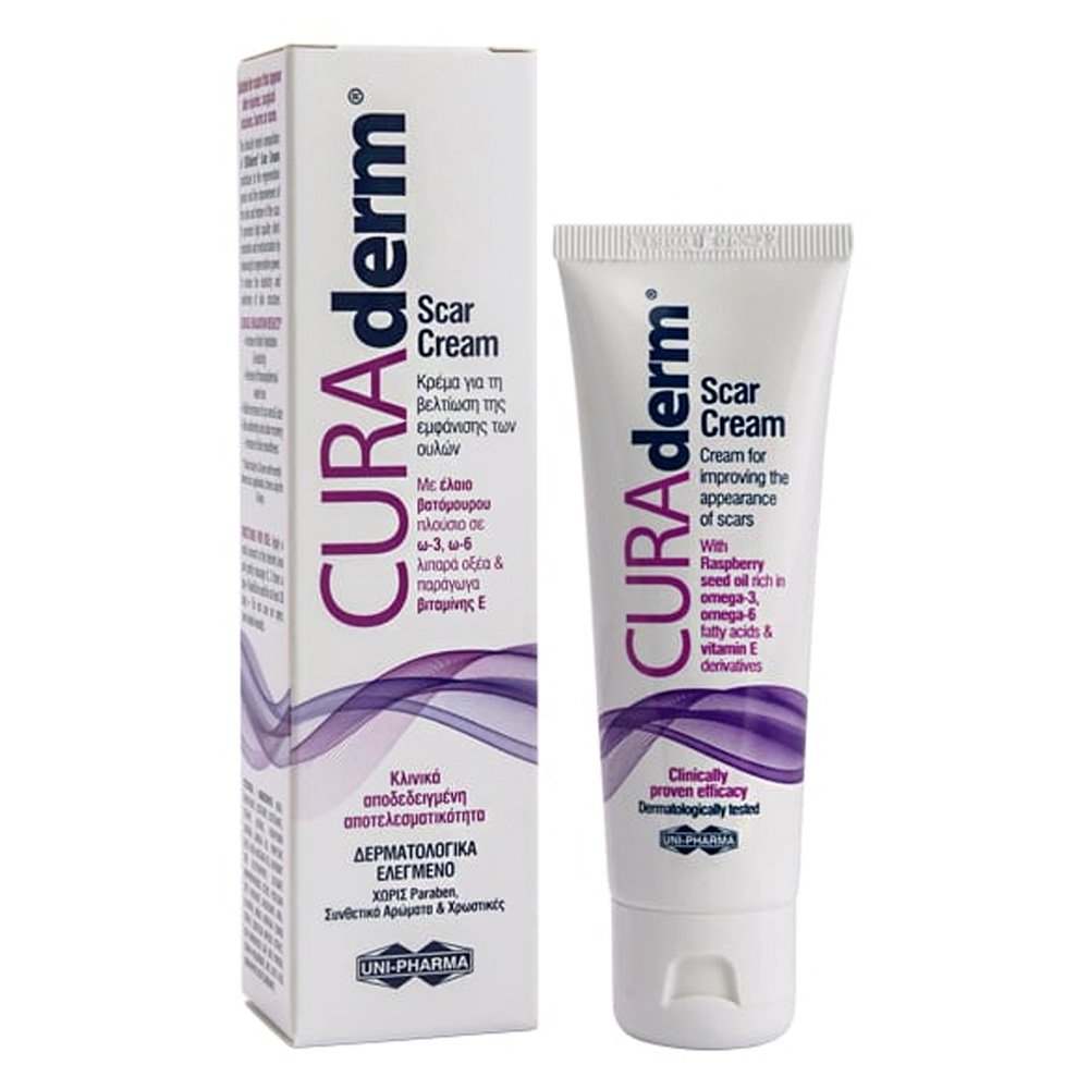 Uni-Pharma CURAderm Scar Cream Κρέμα για την Βελτίωση της Εμφάνισης των Ουλών, 50ml