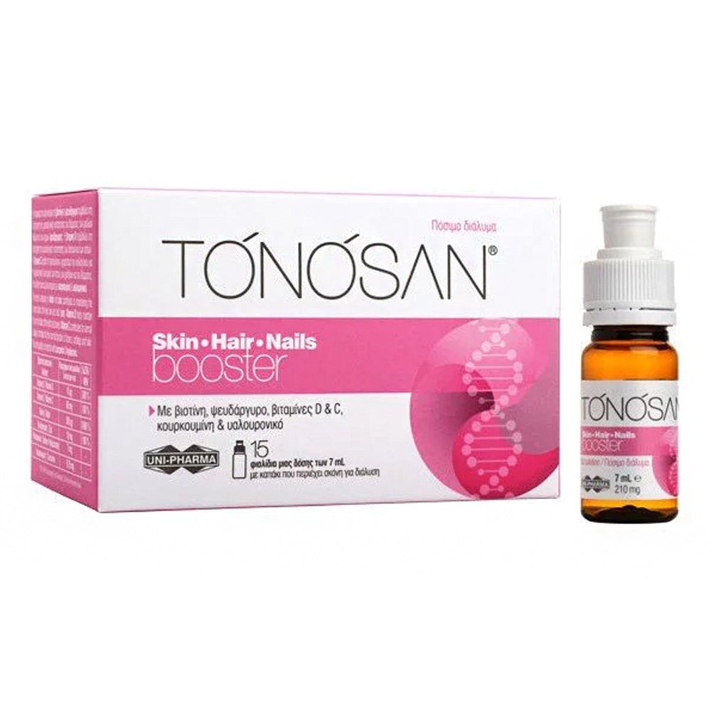 Uni-Pharma Tonosan Skin-Hair-Nails Booster Για Την Ενίσχυση Του Δέρματος Των Μαλλιών & Των Νυχιών, 15x7ml