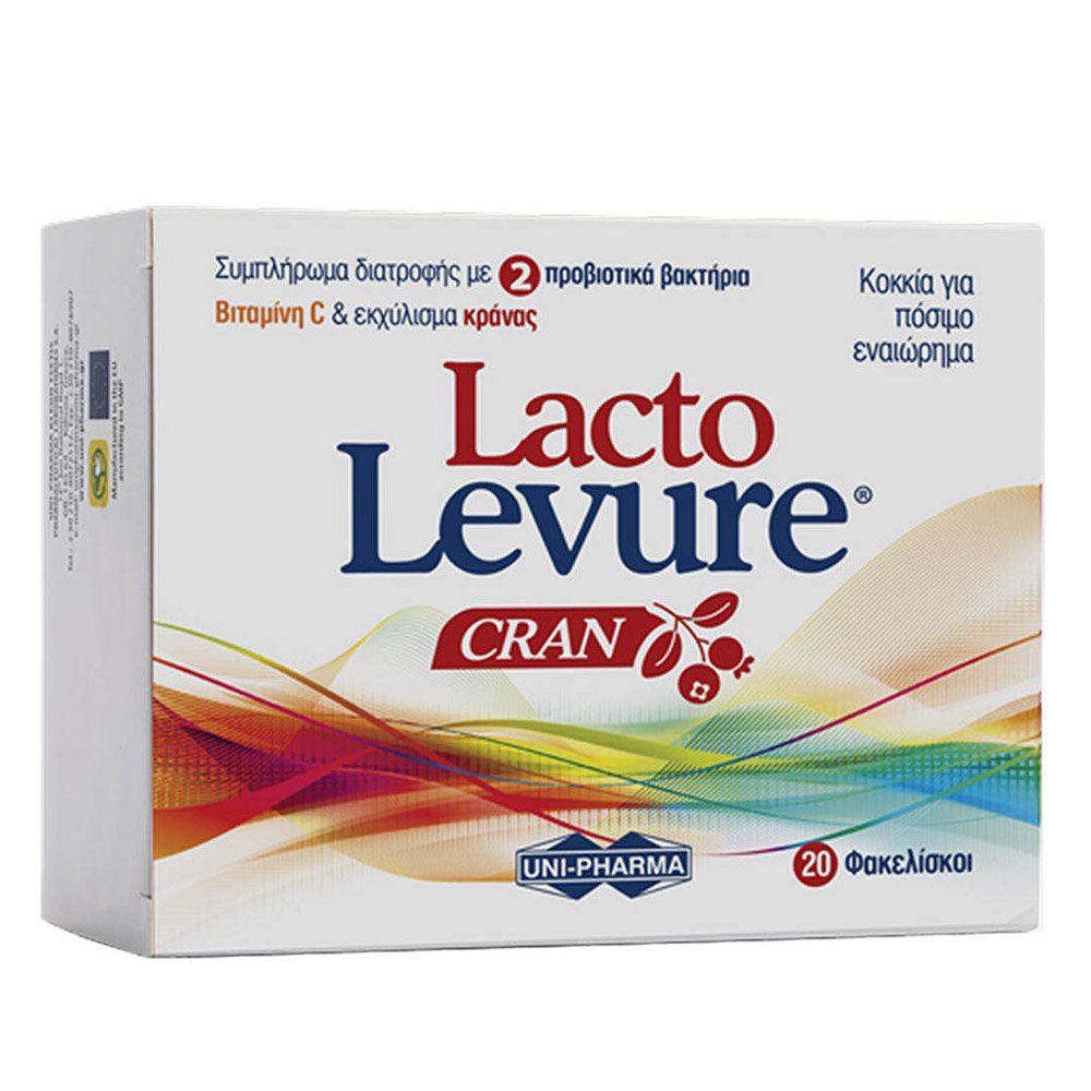 Uni-Pharma Lactolevure Cran Συμπλήρωμα Διατροφής με 2 Προβιοτικά Βακτήρια, Vit. C & Cranberry, 20 sticks