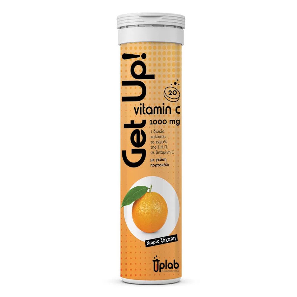 Uplab Pharmaceuticals Get Up Vitamin C Βιταμίνη για Ενέργεια & Ανοσοποιητικό 1000mg Πορτοκάλι, 20αναβρ. δισκία