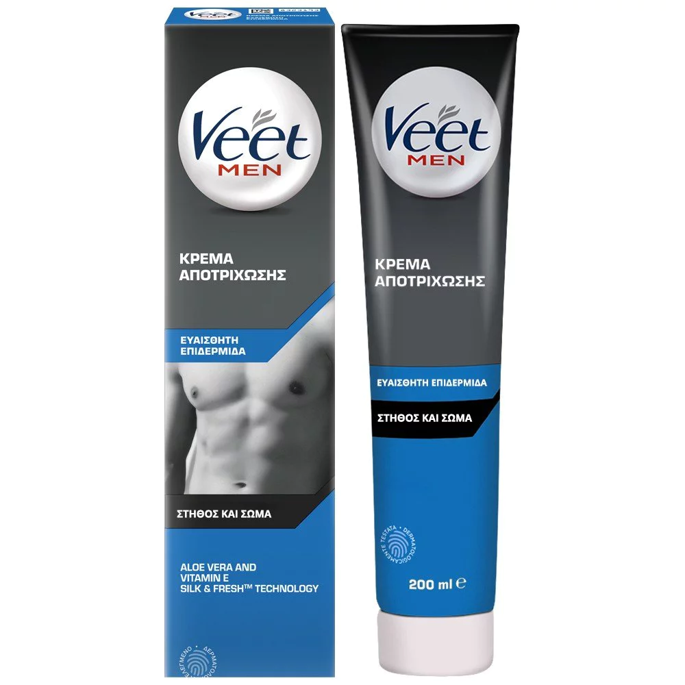 Veet for Men Κρέμα Αποτρίχωσης για Ευαίσθητη Επιδερμίδα για Στήθος & Πλάτη 200ml