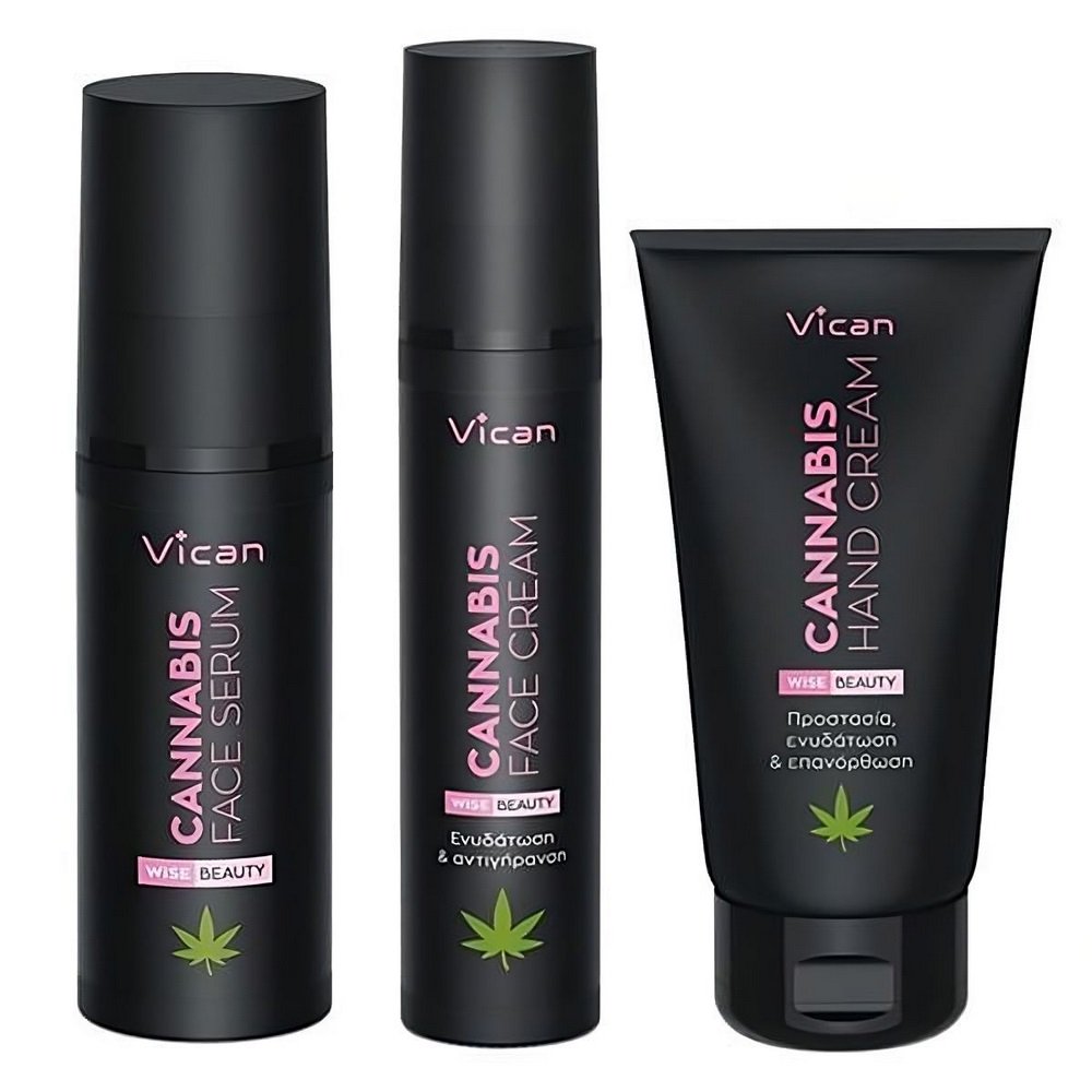 Vican Promo Wise Beauty Cannabis Face Cream, 50ml &Cannabis Face Serum, 30ml & Δώρο Cannabis Hand & Nail Cream, 75ml, 1σετ