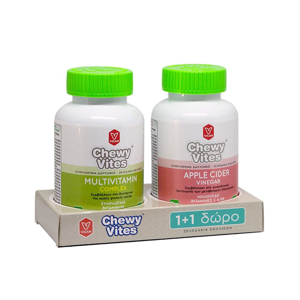 Vican Chewy Vites Adults Multivitamin Complex Σύμπλεγμα Βιταμινών Ζελεδάκια, 60τμχ & Apple Ciber Vinegar Μηλόξυδο και Βιταμίνες C & B6 Ζελεδάκια, 60τμχ