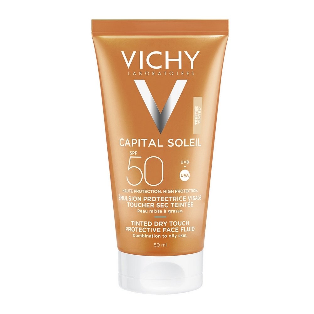 Vichy Capital Soleil Mattifying Face Tinted Dry Touch SPF50+ Αντιηλιακή Κρέμα με Χρώμα για Ματ Αποτέλεσμα, 50ml