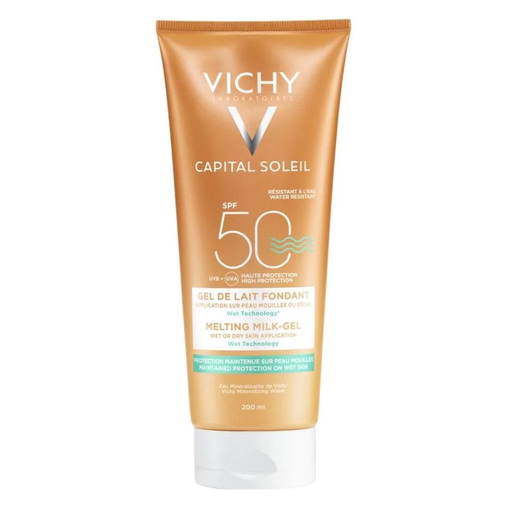 Vichy Ideal Soleil Wet Skin Έξτρα Απαλό Αντηλιακό Γαλάκτωμα -Gel για Πρόσωπο/Σώμα SPF50, 200ml