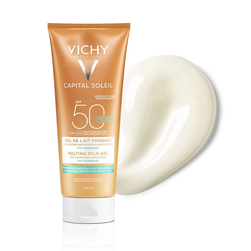 Vichy Ideal Soleil Wet Skin Έξτρα Απαλό Αντηλιακό Γαλάκτωμα -Gel για Πρόσωπο/Σώμα SPF50, 200ml