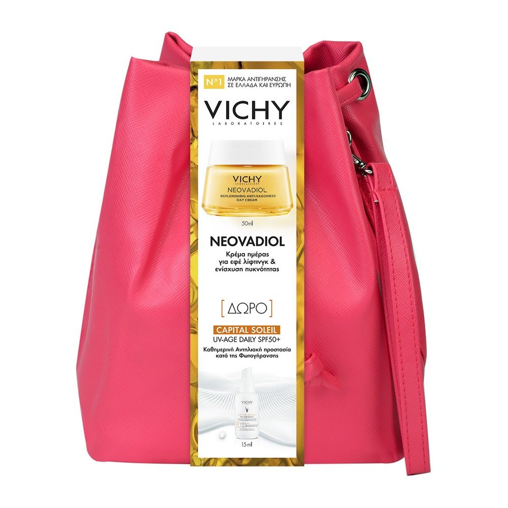 Vichy Promo Neovadiol Replenishing Antisagginess κρέμα ημέρας για την εμμηνόπαυση κατά της χαλάρωσης, 50ml & ΔΩΡΟ αντηλιακό προσώπου UV Age Daily spf 50+, 15ml σε μοντέρνο τσαντάκι