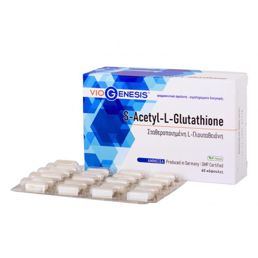 Viogenesis S Acetyl L Glutathion, Σταθεροποιημένη μορφή του αμινοξέος L-Γλουταθειόνη, 60 κάψουλες