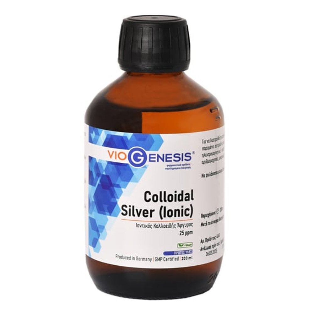 Viogenesis Colloidal Silver Ionic Liquid 25ppm Συμπλήρωμα Διατροφής Κολλοειδούς Άργυρου, 200ml