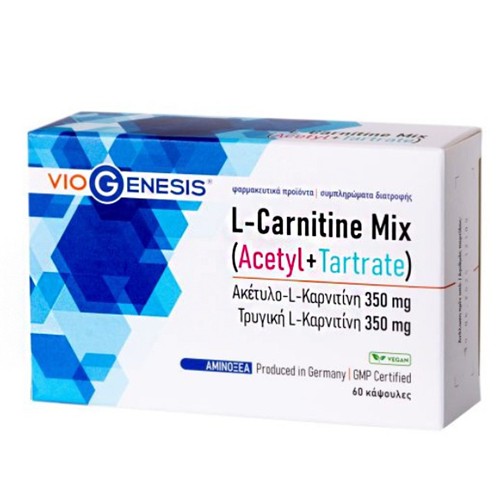 Viogenesis L-Carnitine Mix Acetyl + Tartrate Συμπλήρωμα Διατροφής με Καρνιτίνη 350mg, 60caps
