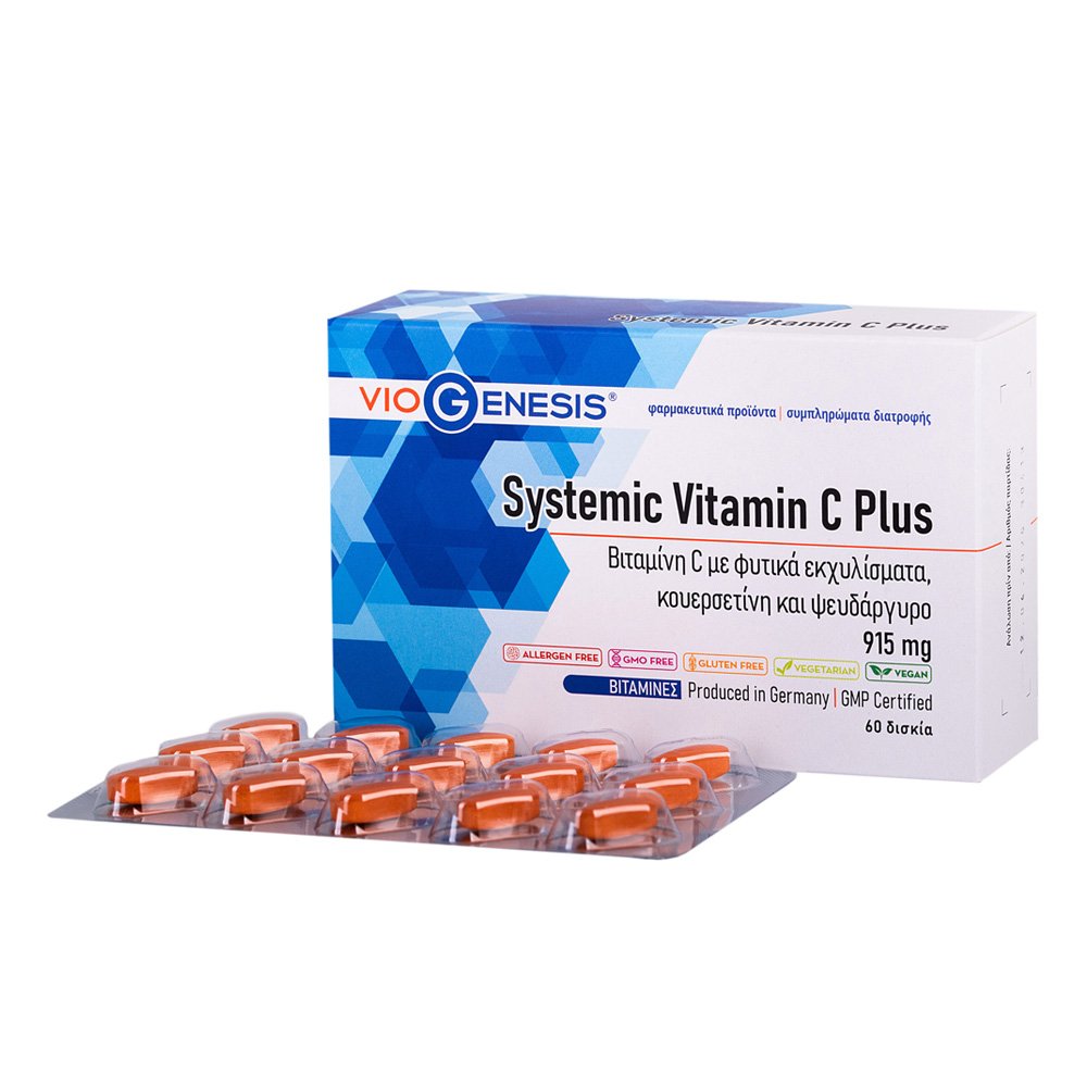 Viogenesis Systemic Vitamin C Plus 915mg Συμπλήρωμα Διατροφής με Βιταμίνες, 60 tabs