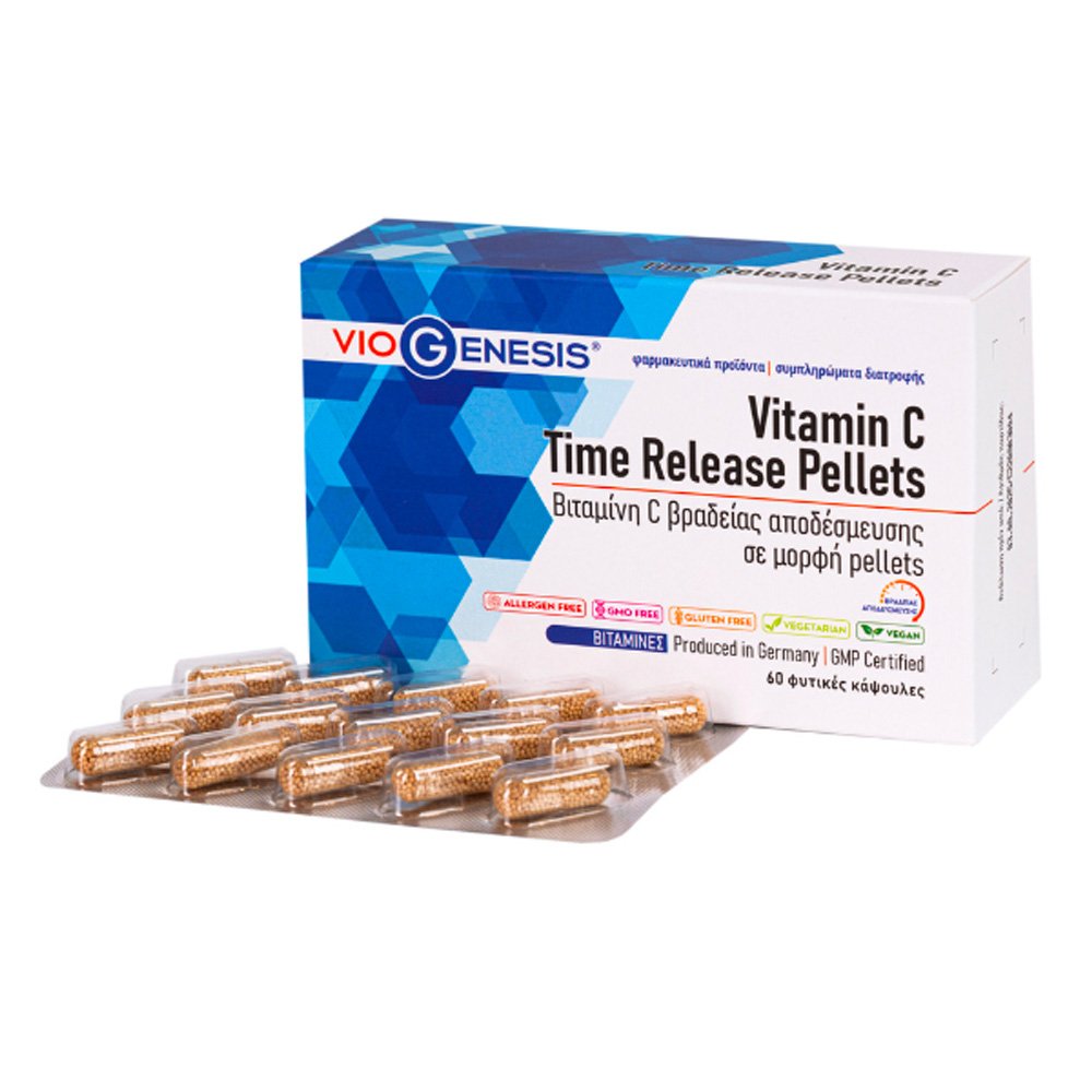 Viogenesis Vitamin C Time Release Pellets Βιταμίνη C Βραδείας Αποδέσμευσης σε Μορφή Pellets, 60caps